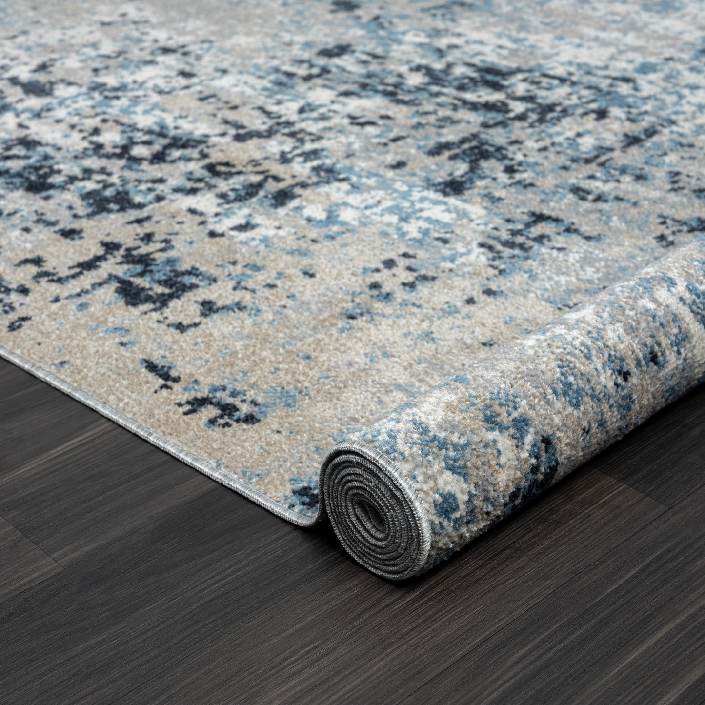 LANHM-82273 Transitional/Casual Machine Made Blue/Beige Polyester Indoor Area Rugs - LR Home