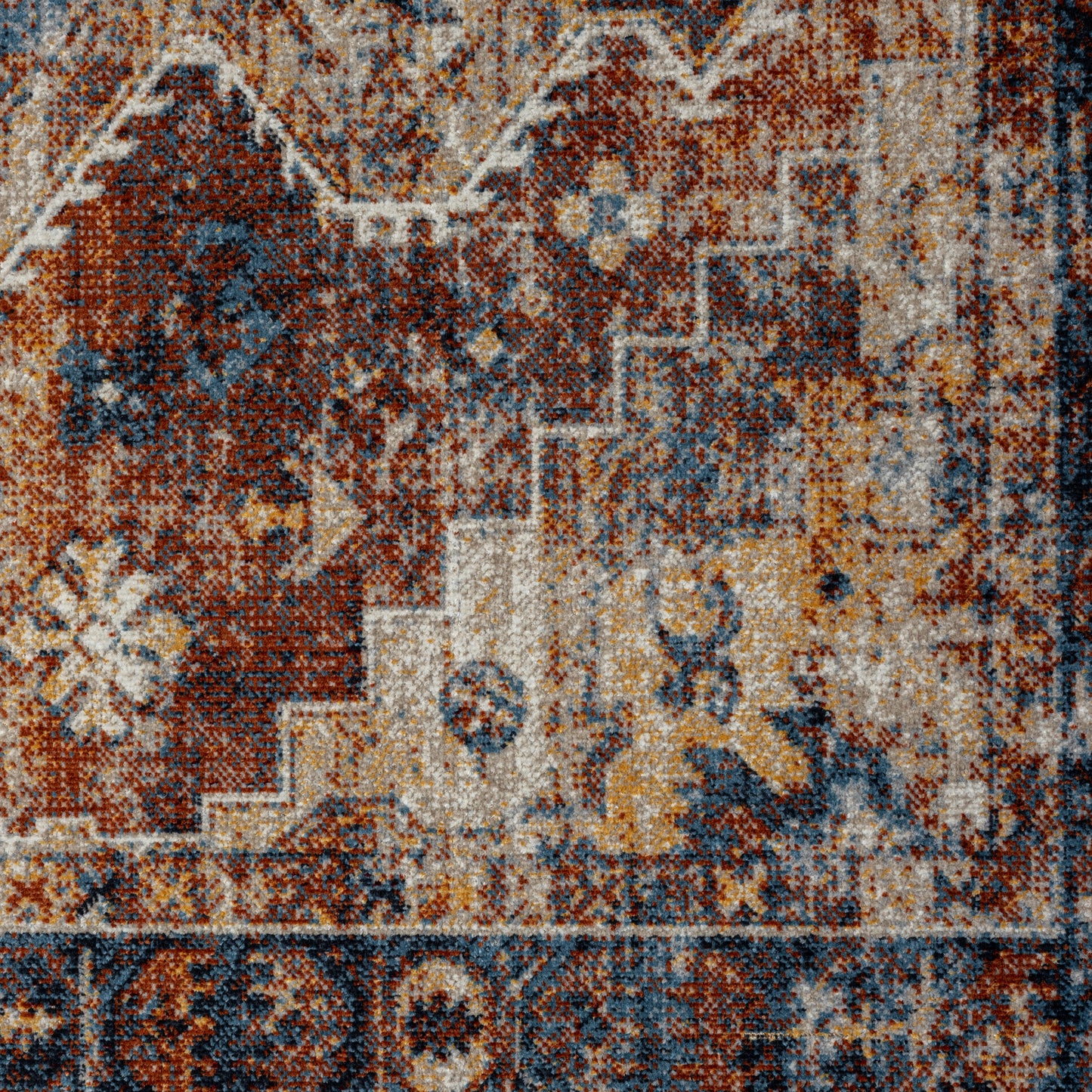 LANHM-82274 Modern/Contemporary Machine Made Blue/Orange Polyester Indoor Area Rugs - LR Home