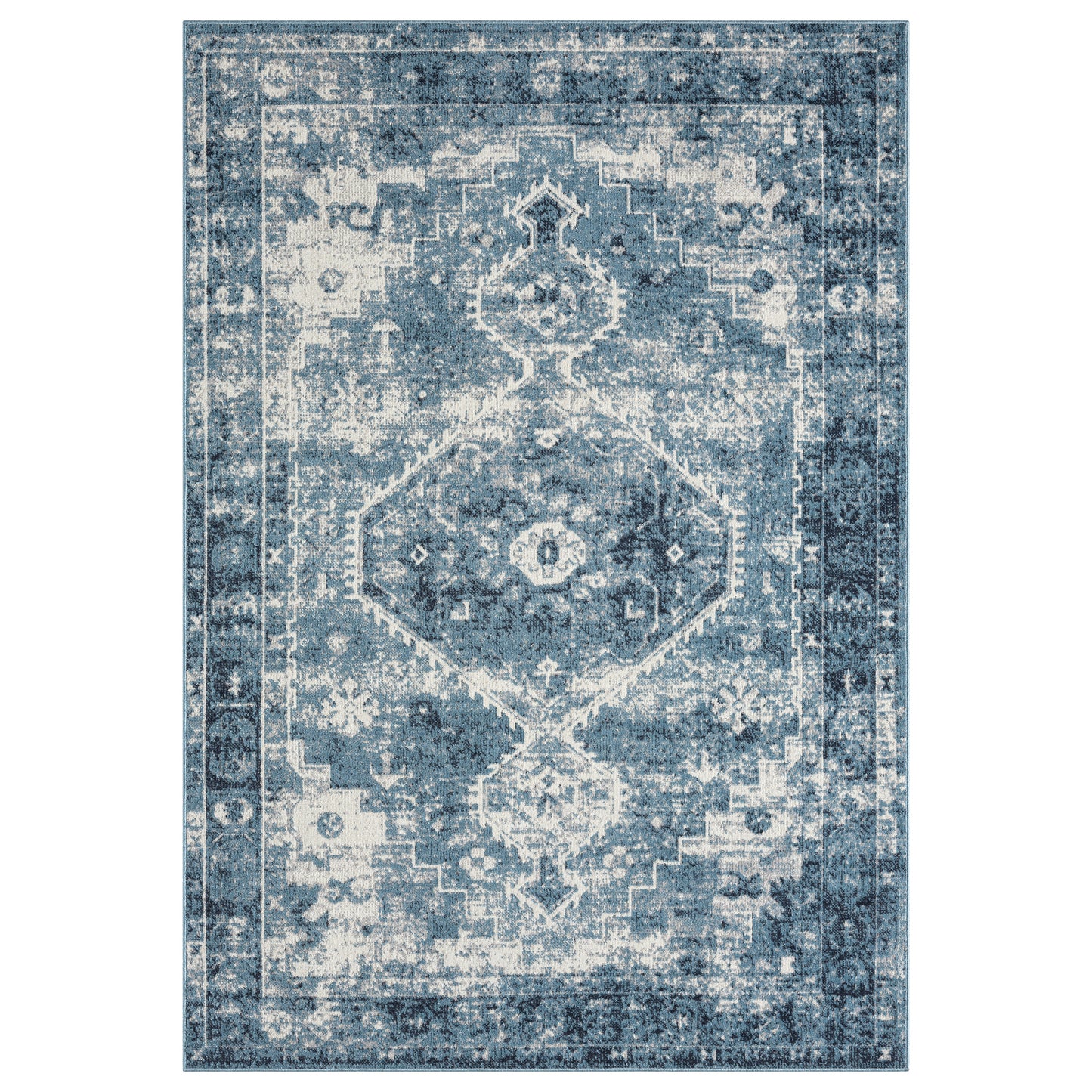 LANHM-82274 Classic/Traditional Machine Made Blue/Ivory Polyester Indoor Area Rugs - LR Home