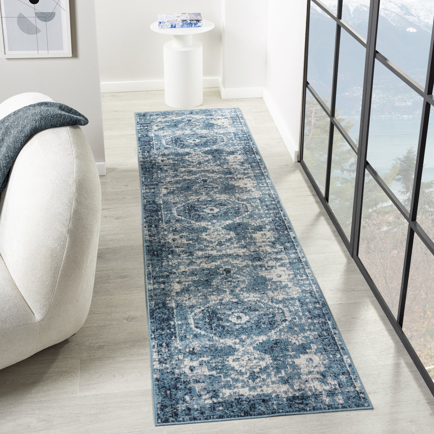 LANHM-82274 Classic/Traditional Machine Made Blue/Ivory Polyester Indoor Area Rugs - LR Home