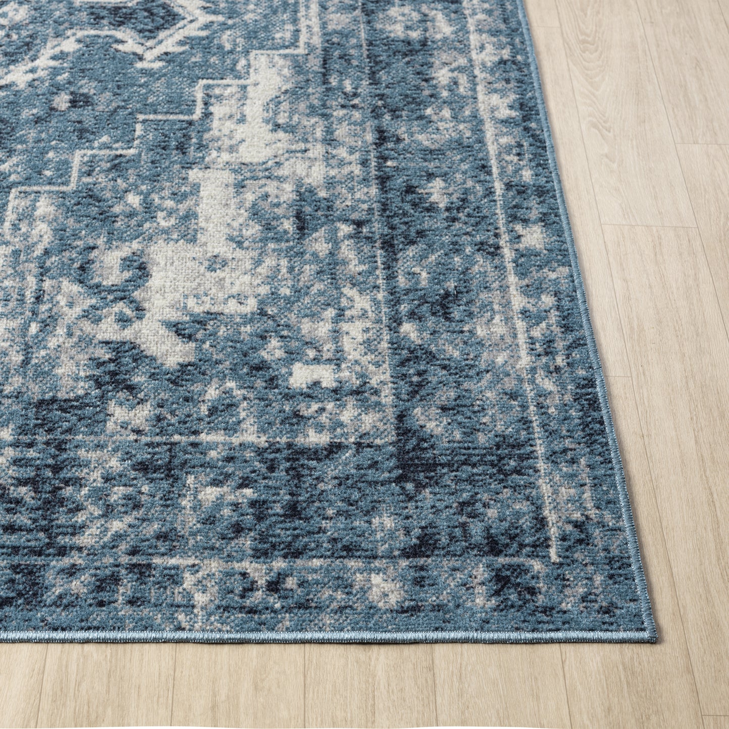 LANHM-82274 Classic/Traditional Machine Made Blue/Ivory Polyester Indoor Area Rugs - LR Home