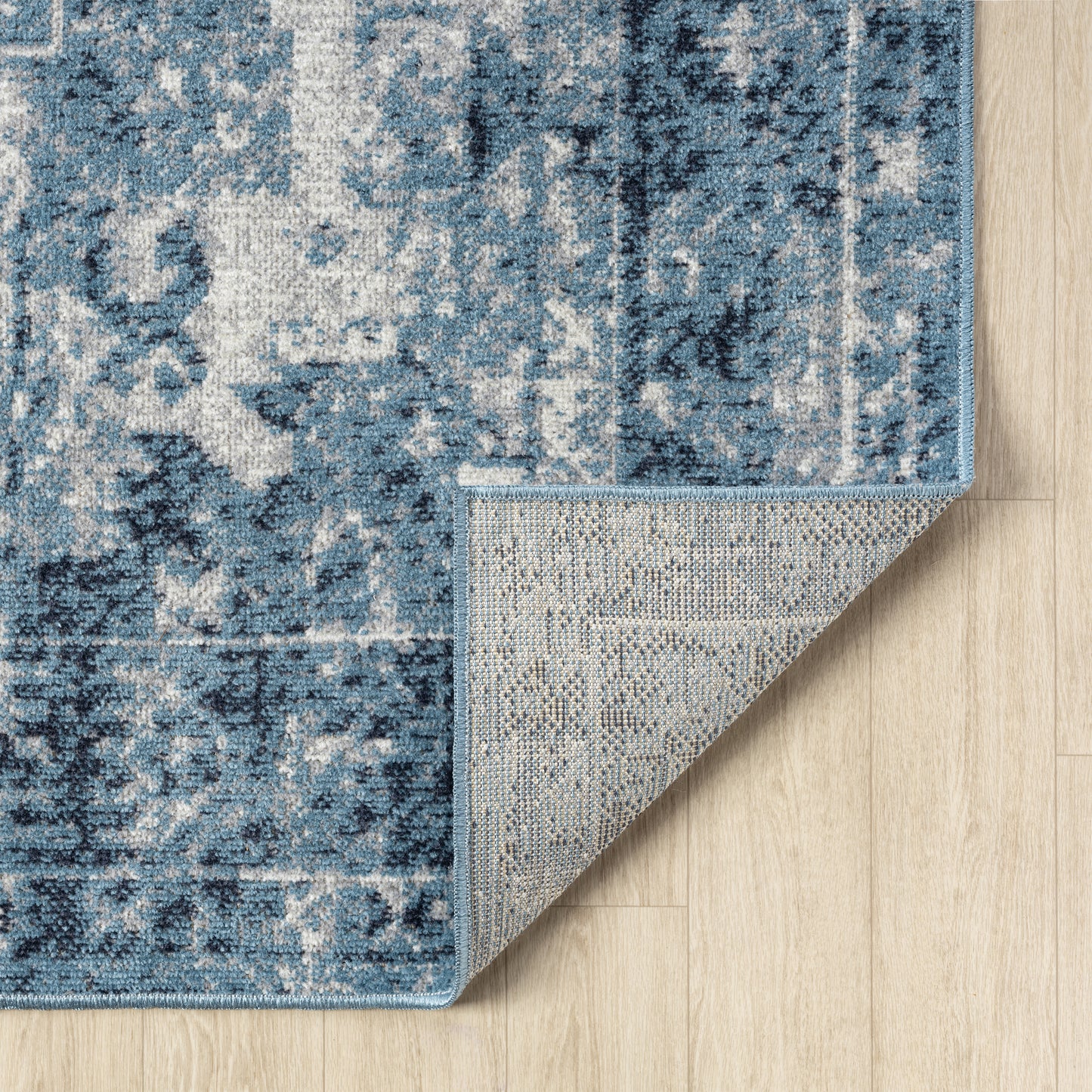 LANHM-82274 Classic/Traditional Machine Made Blue/Ivory Polyester Indoor Area Rugs - LR Home