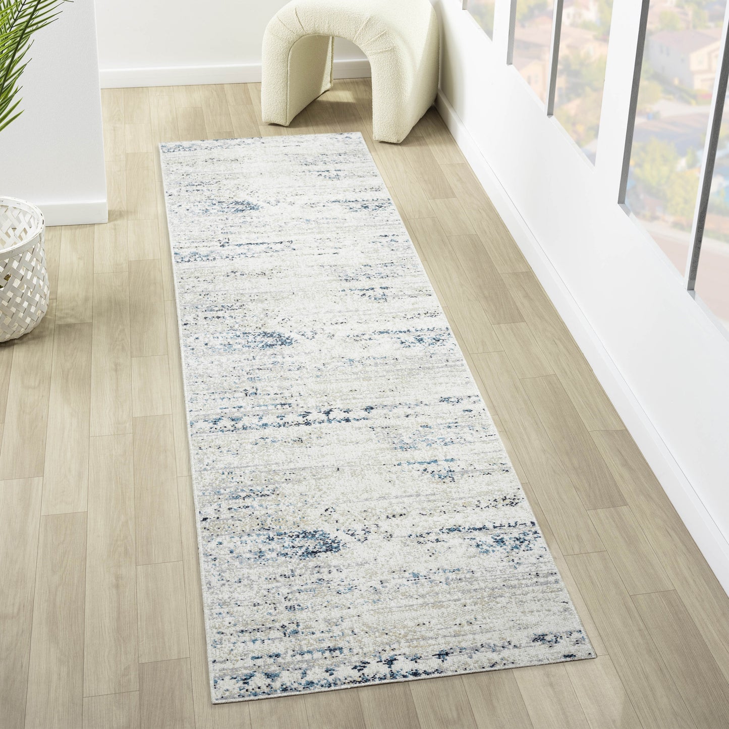 LANHM-82272 Bohemian/Eclectic Machine Made Ivory/Blue Polyester Indoor Area Rugs - LR Home