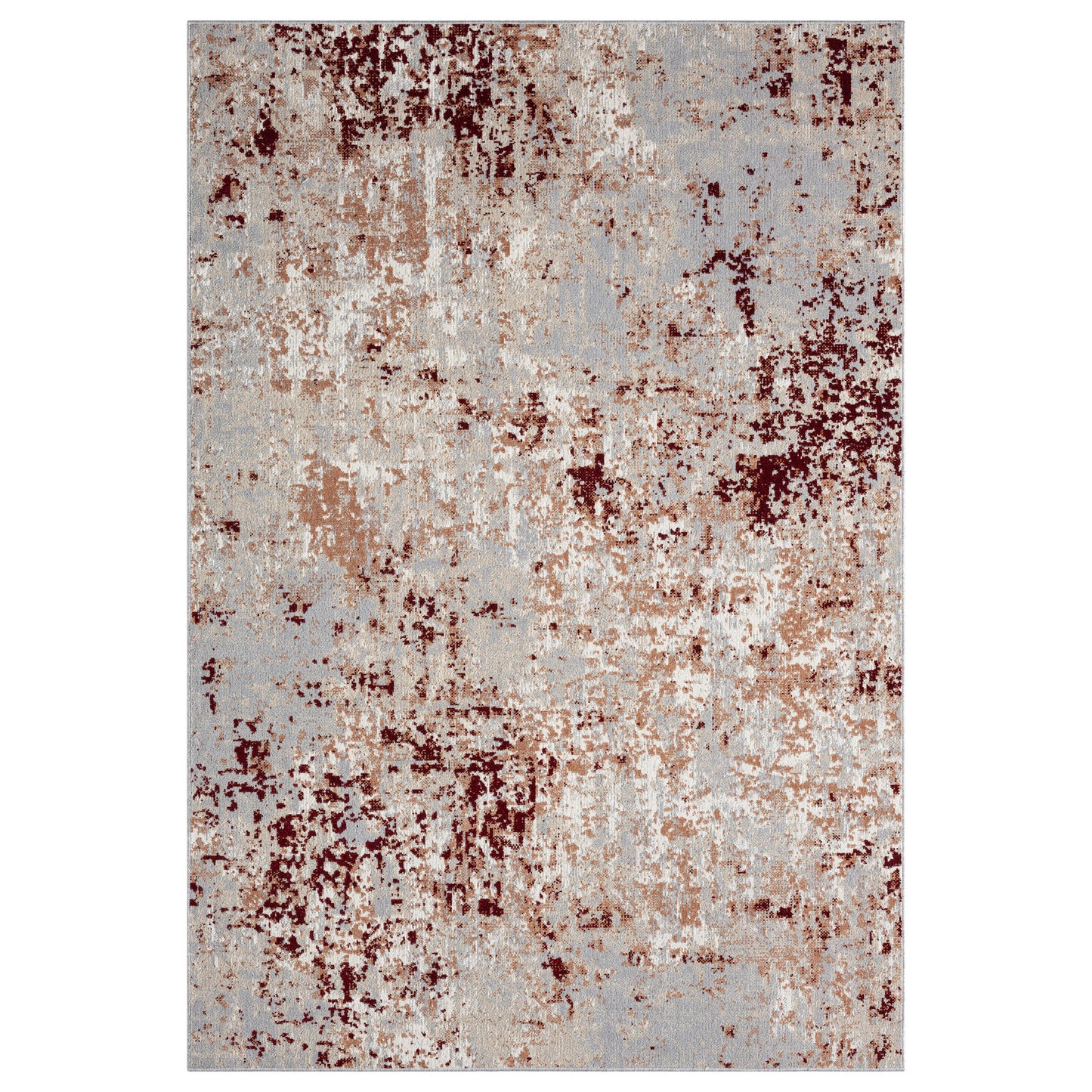 LANHM-82273 Transitional/Casual Machine Made Red/Gray Polyester Indoor Area Rugs - LR Home