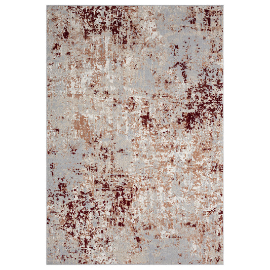 Red/Gray Classic Medallion Polyester Washable Indoor Area Rug - Silo view