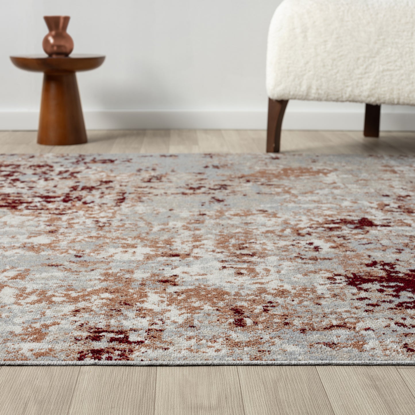 Lanham-82614 Modern Power-Loomed Red/Gray Jute Indoor Area Rug - LR Home