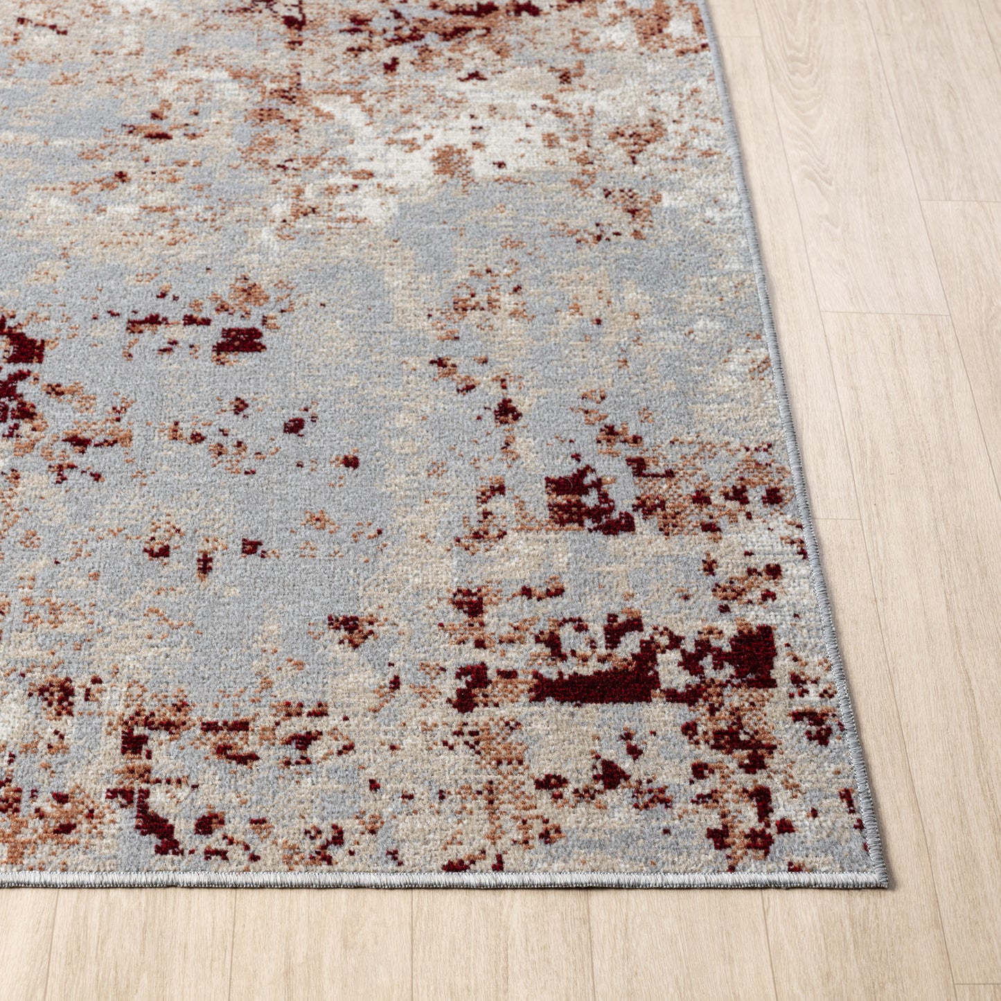 Lanham-82614 Modern Power-Loomed Red/Gray Jute Indoor Area Rug - LR Home