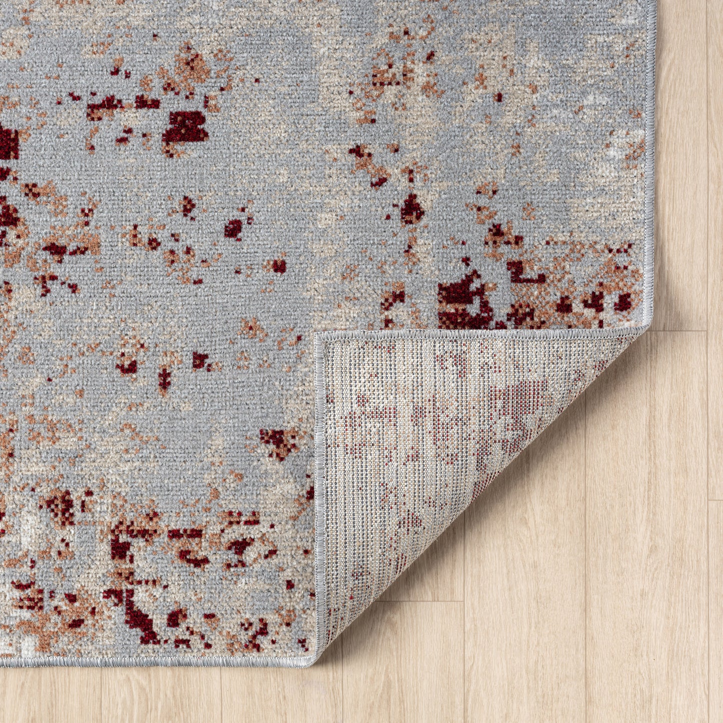 Lanham-82614 Modern Power-Loomed Red/Gray Jute Indoor Area Rug - LR Home