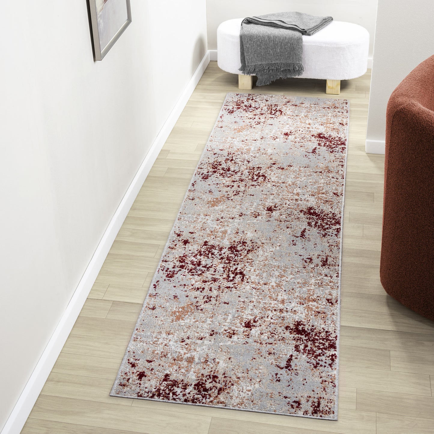 LANHM-82273 Transitional/Casual Machine Made Red/Gray Polyester Indoor Area Rugs - LR Home