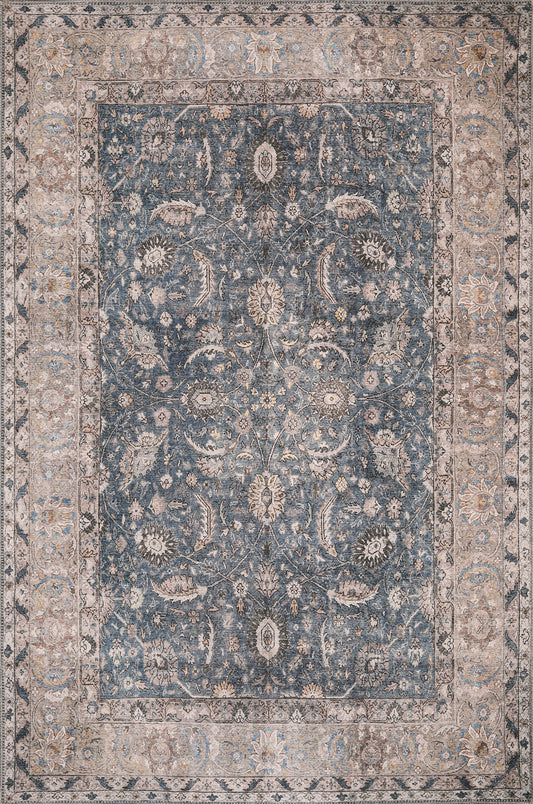 London 4802 Blue Madison Machine Woven Washable Performance Area Rug - KAS