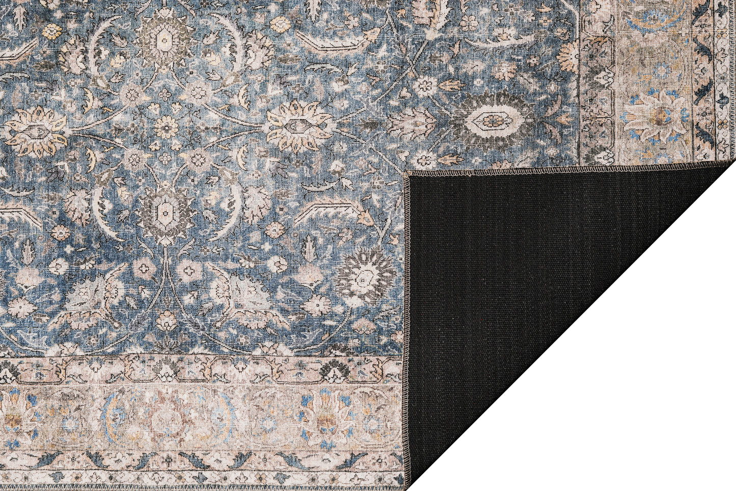 London 4802 Blue Madison Machine Woven Washable Performance Area Rug - KAS