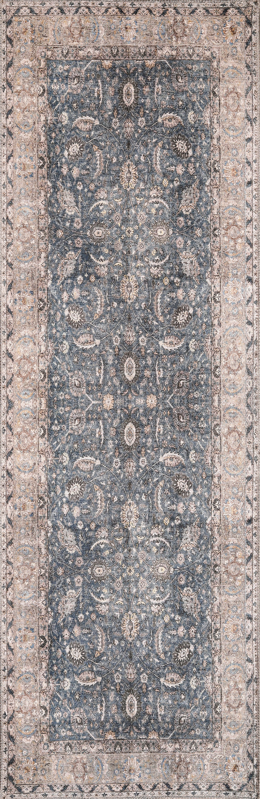 London 4802 Blue Madison Machine Woven Washable Performance Area Rug - KAS