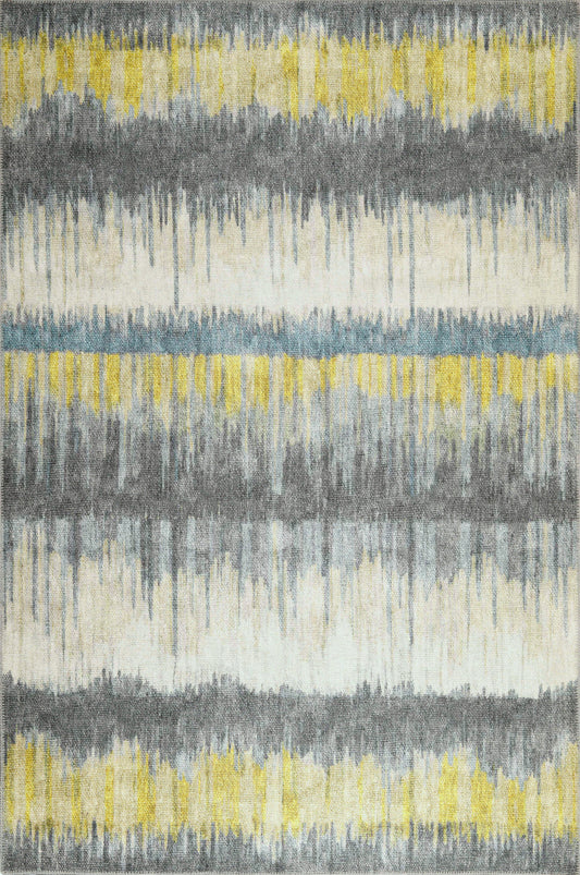 London 4812 Gold/Grey Horizons Machine Woven Washable Performance Area Rug - KAS