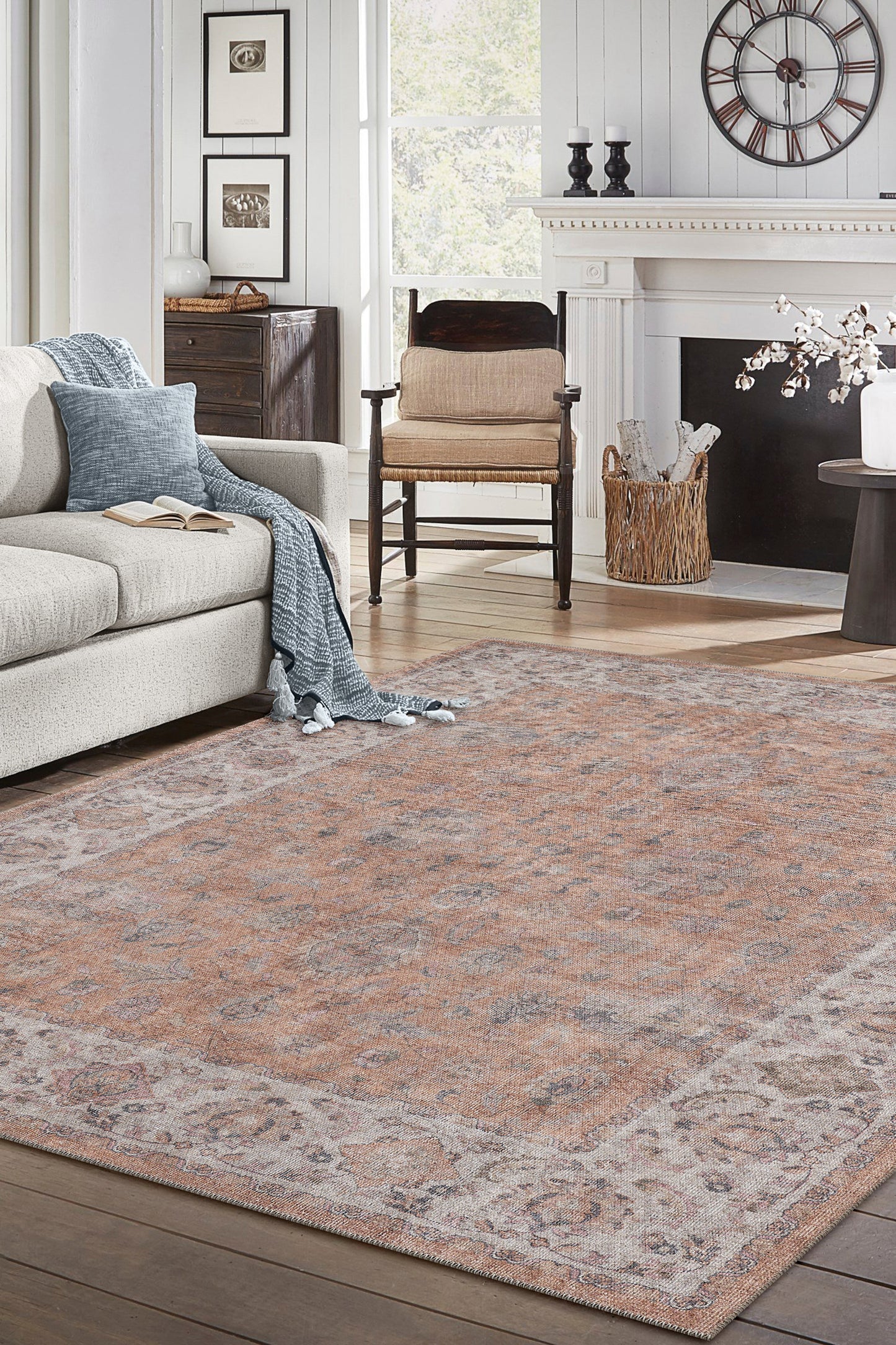 London 4816 Rust/Ivory Frederik Machine WovenPerformance Area Rug - KAS