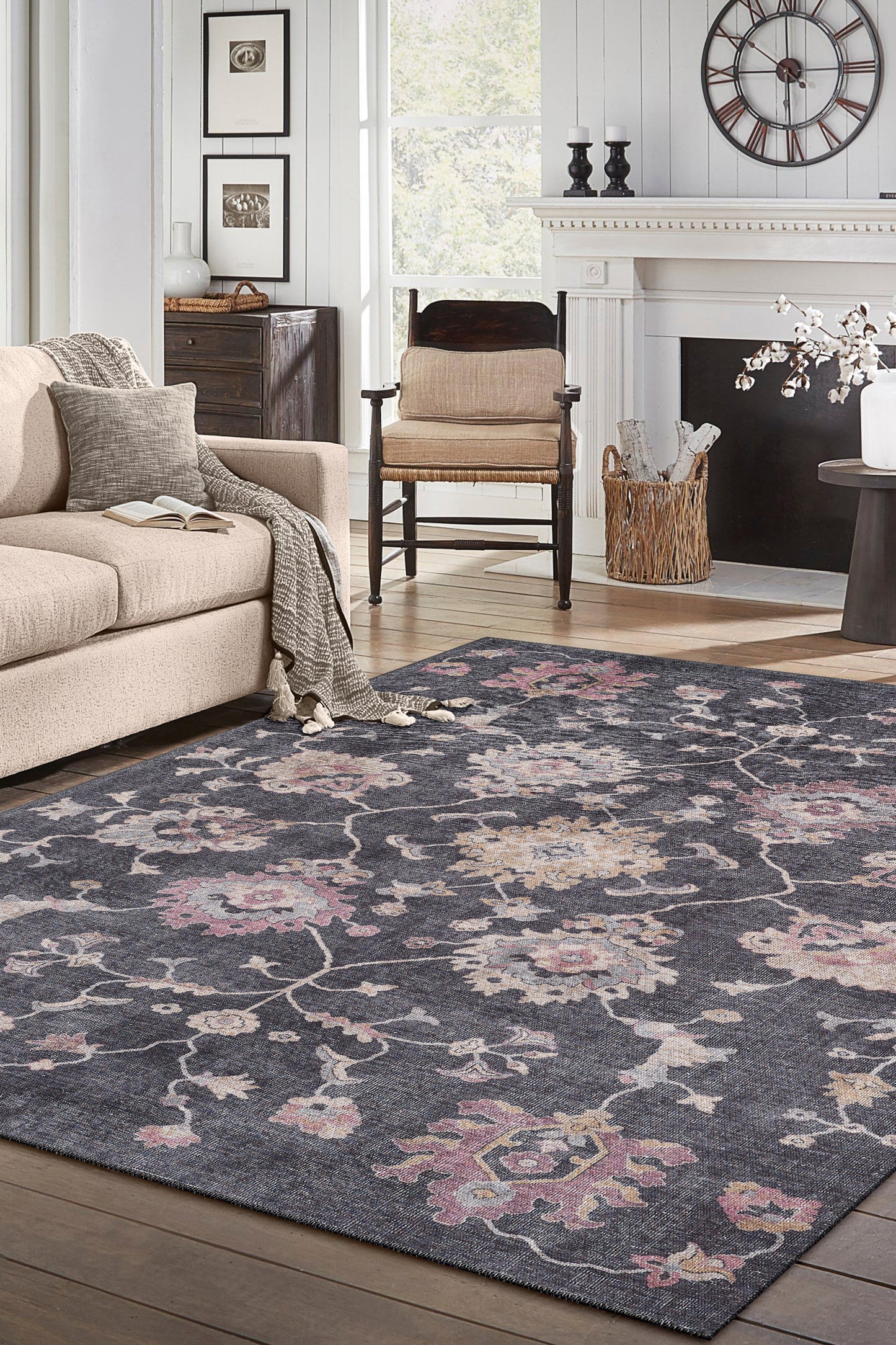 London 4818 Charcoal Bells Machine WovenPerformance Area Rug - KAS