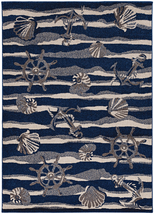 Lucia 2776 Blue Seashore Machine Woven Performance Area Rug - KAS
