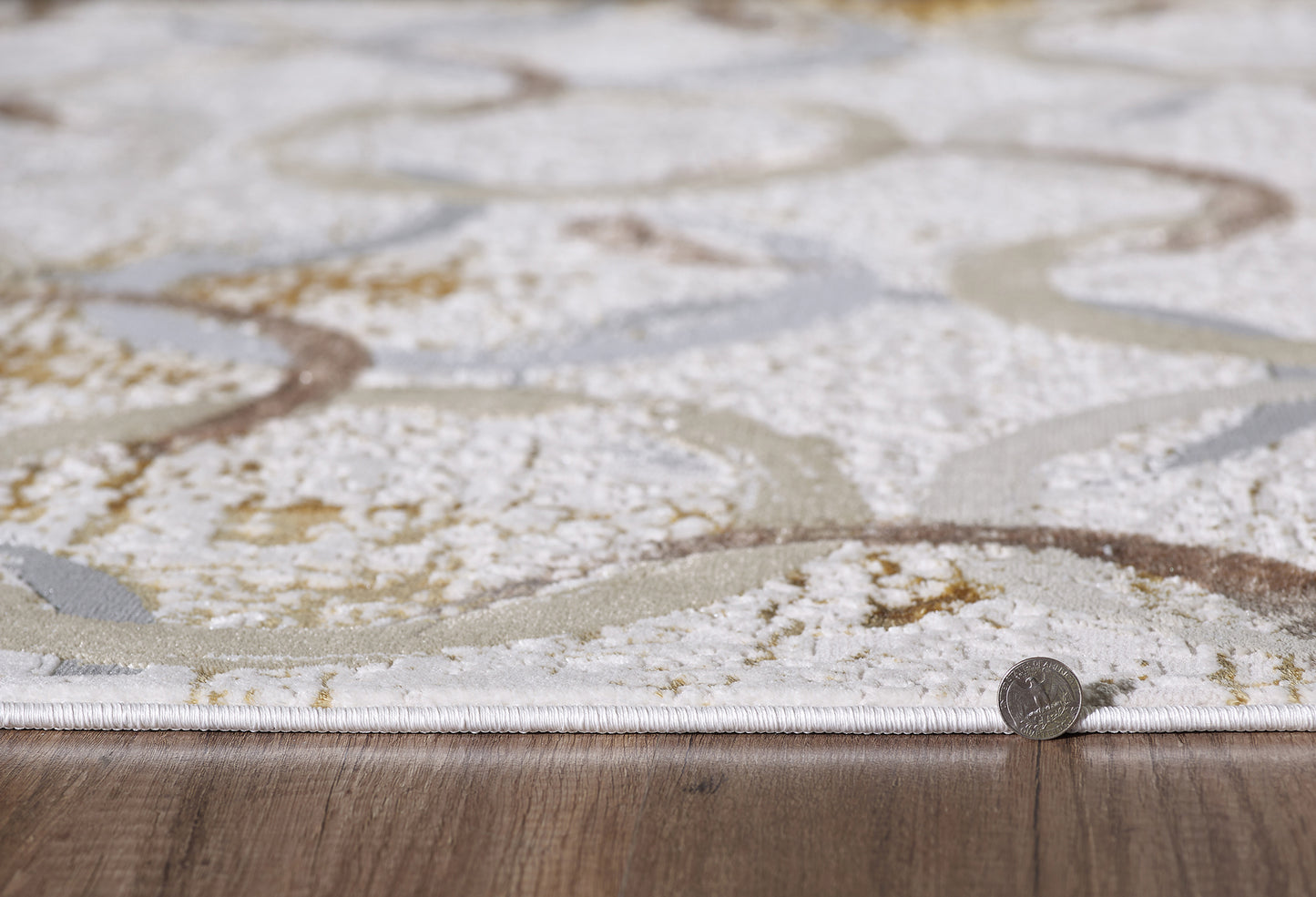 Luna 7137 Gold Visions Machine Woven Performance Area Rug - KAS