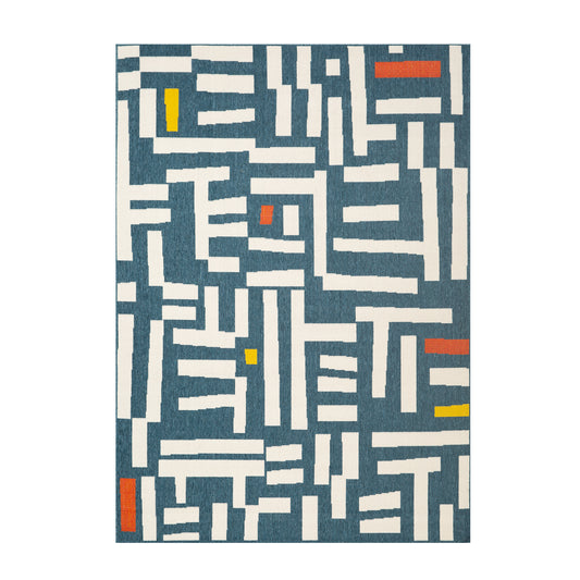 Evette Rios Navy/White Bohemian Graphic Print Polypropylene Indoor/Outdoor Area Rug - Silo view