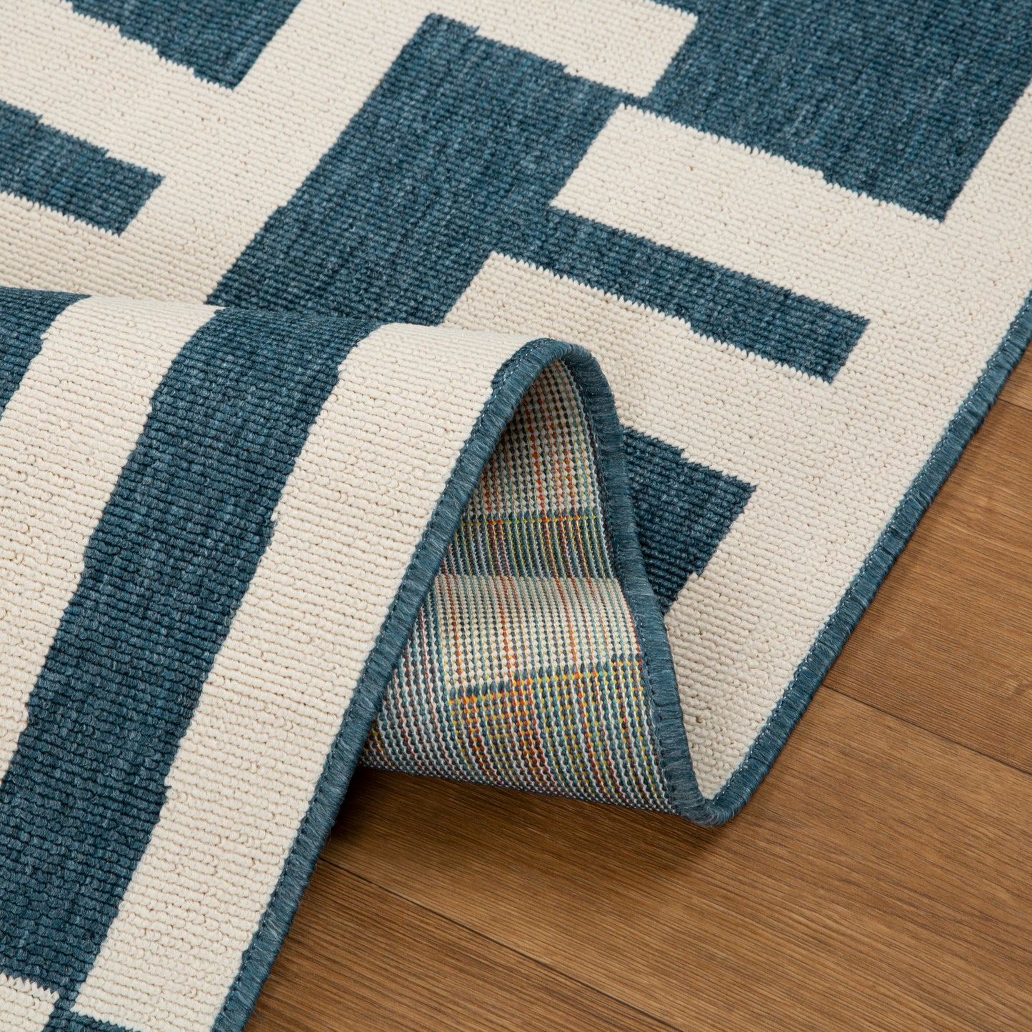 Mapa-82502 Bohemian/Eclectic Power-Loomed Navy/White Polypropylene Indoor/Outdoor Area Rug - LR Home