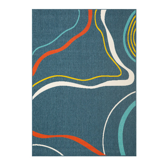 Evette Rios Navy/Multi Modern Graphic Print Polypropylene Indoor/Outdoor Area Rug - Silo view