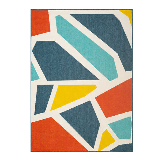 Evette Rios White/Multi Modern Graphic Print Polypropylene Indoor/Outdoor Area Rug - Silo view