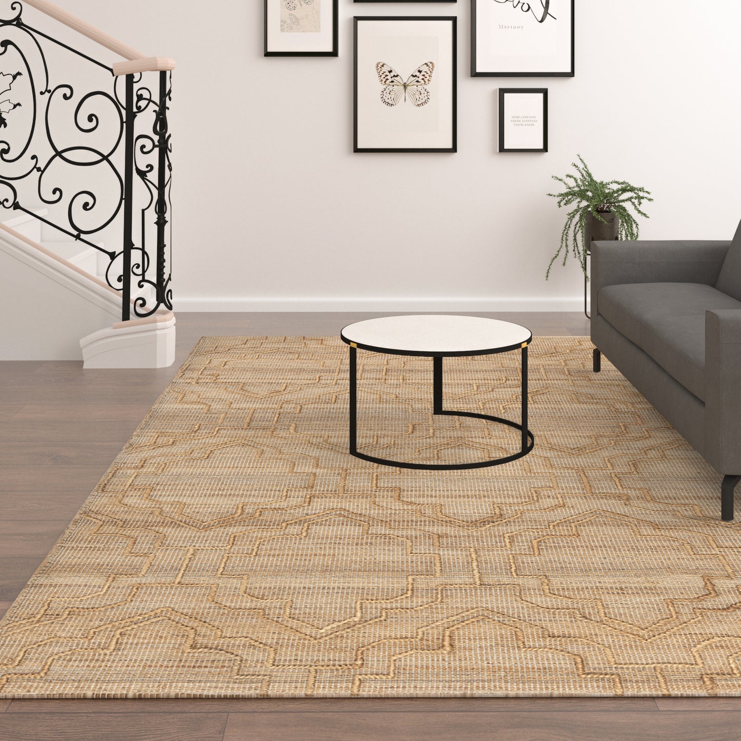 Maples-82387 Farmhouse Hand-Woven Brown Cotton Indoor Area Rug - LR Home