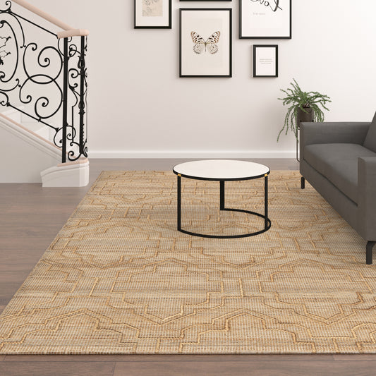 Maples-82387 Farmhouse Hand-Woven Brown Cotton Indoor Area Rug - LR Home