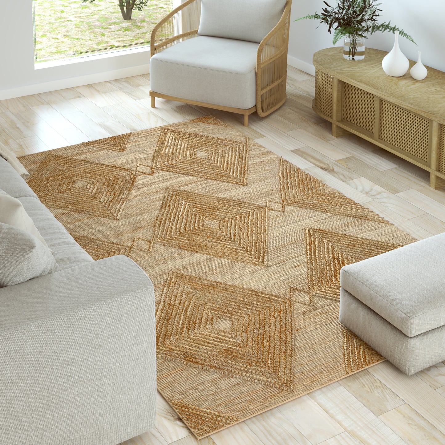 Maples-82388 Farmhouse Hand-Woven Brown Cotton Indoor Area Rug - LR Home