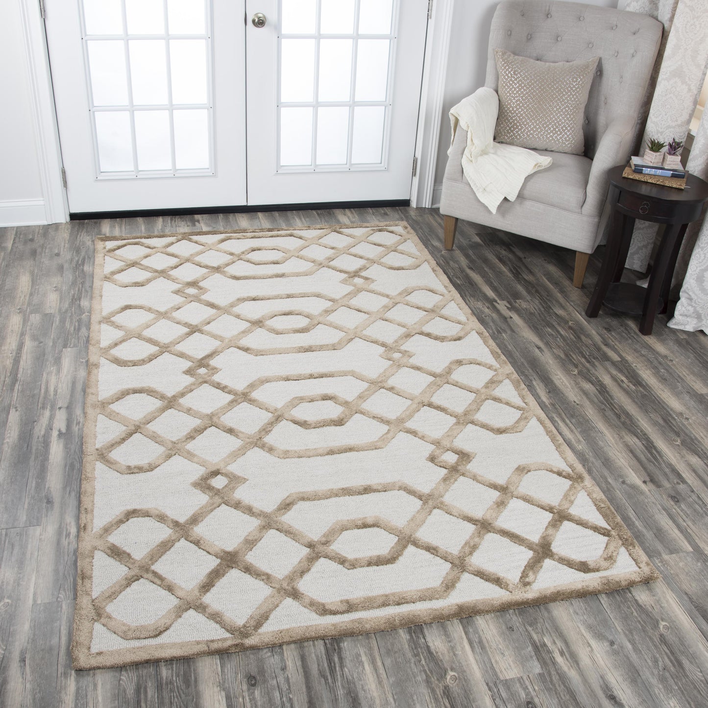 Monroe ME317A Cream Hand-Tufted Rug - Rizzy