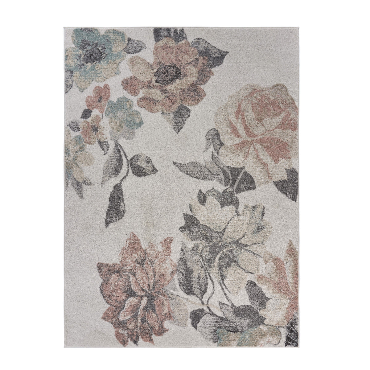 Ivory Rose Garden Area Rug - Silo view