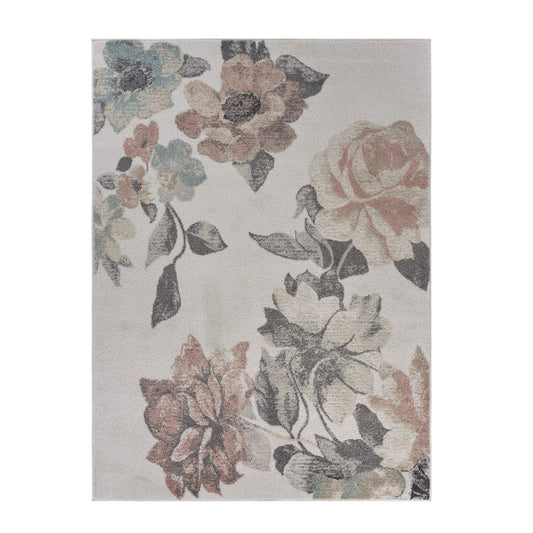 Ivory Rose Garden Area Rug - Silo view