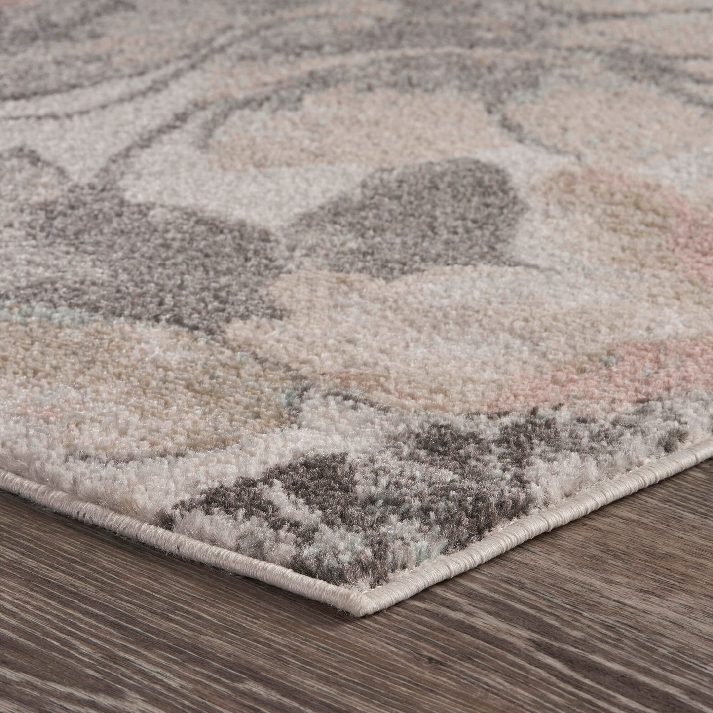MEADO-81541 Coastal Machine Made Multi/Gray/Pink Polypropylene Indoor Area Rugs - LR Home