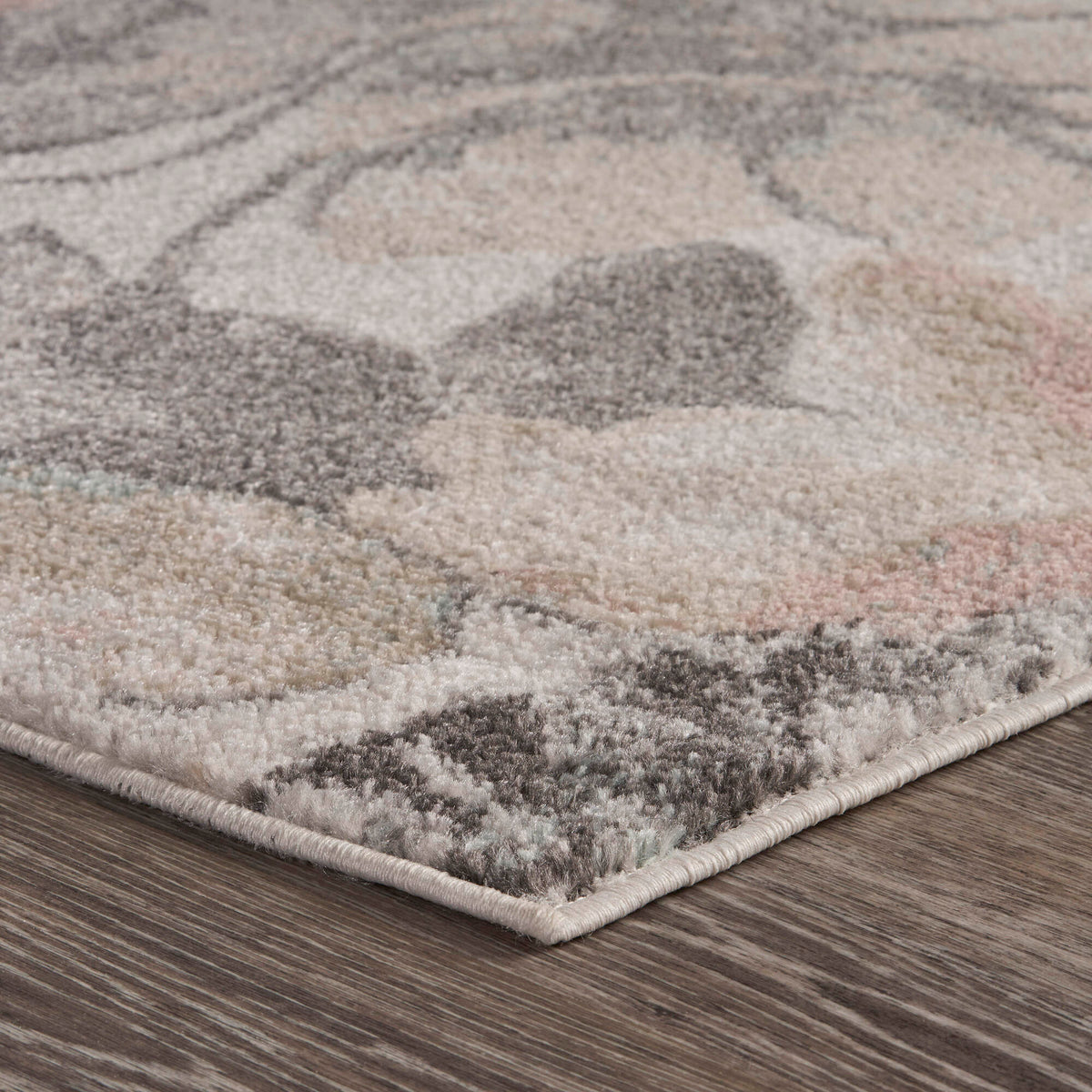 Ivory Rose Garden Area Rug - side angle view
