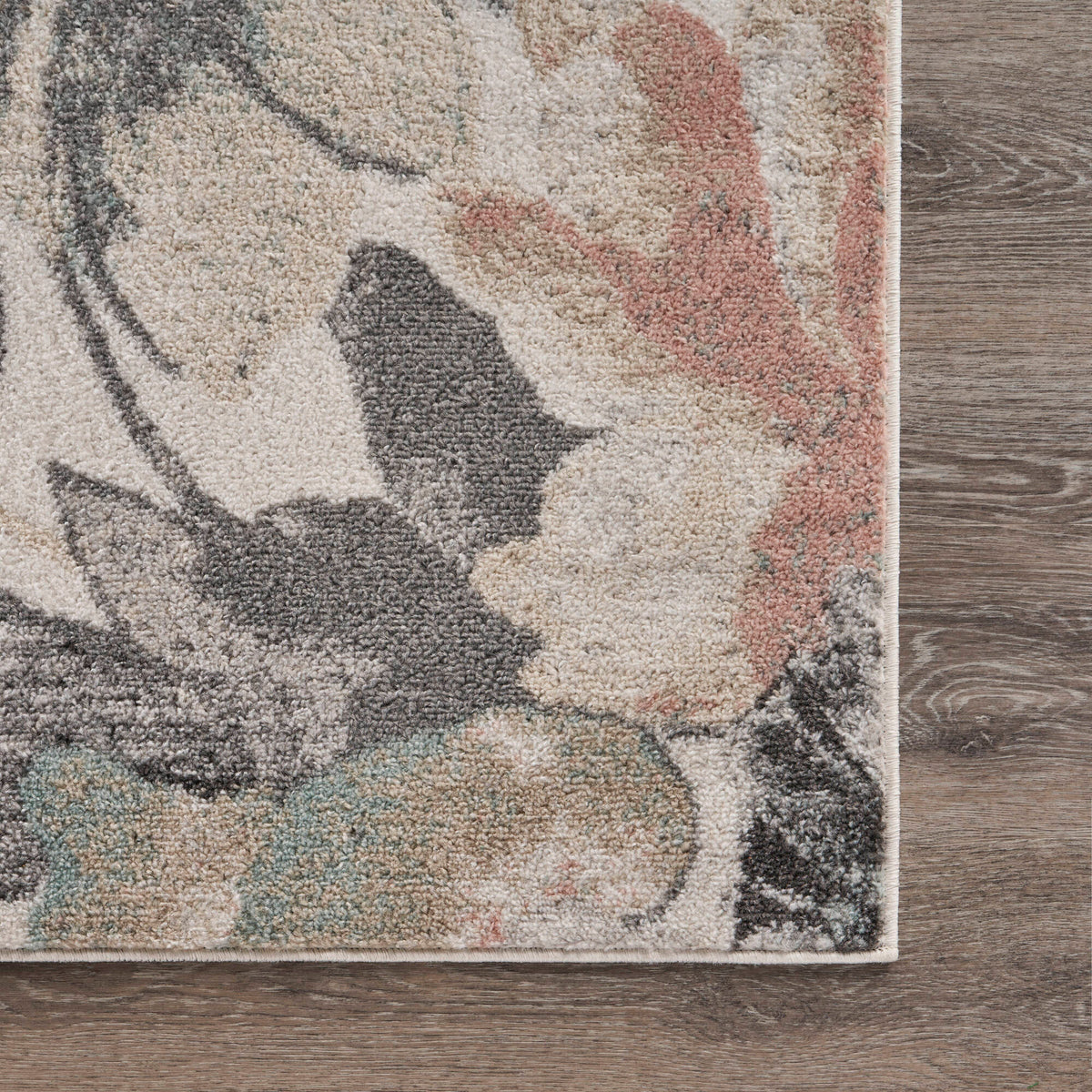 Ivory Rose Garden Area Rug - corner view