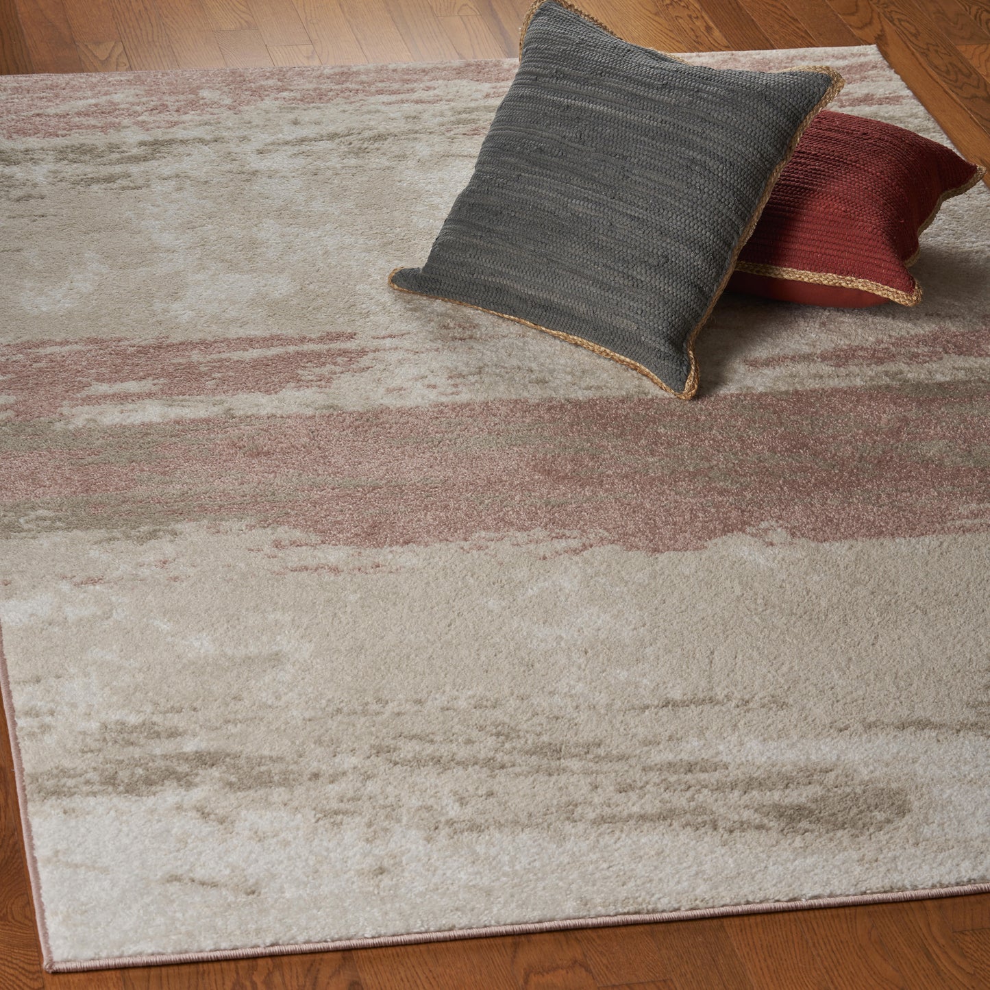 MEADO-81542 Coastal Machine Made Ivory/Blush Polypropylene Indoor Area Rugs - LR Home