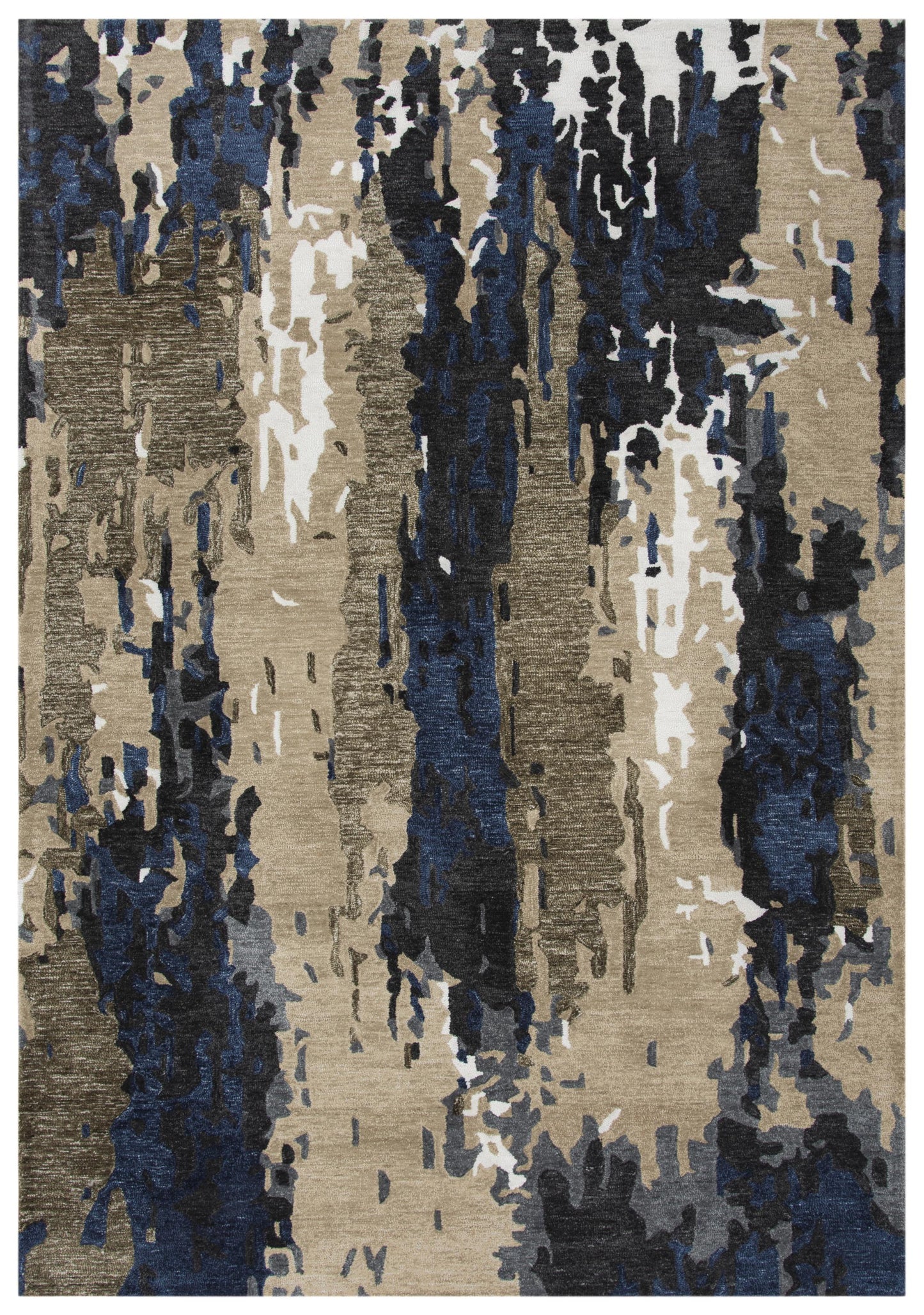 Metro MET101 Beige/Blue Hand-Tufted Rug - Rizzy