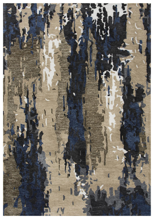 Metro MET101 Beige/Blue Hand-Tufted Rug - Rizzy