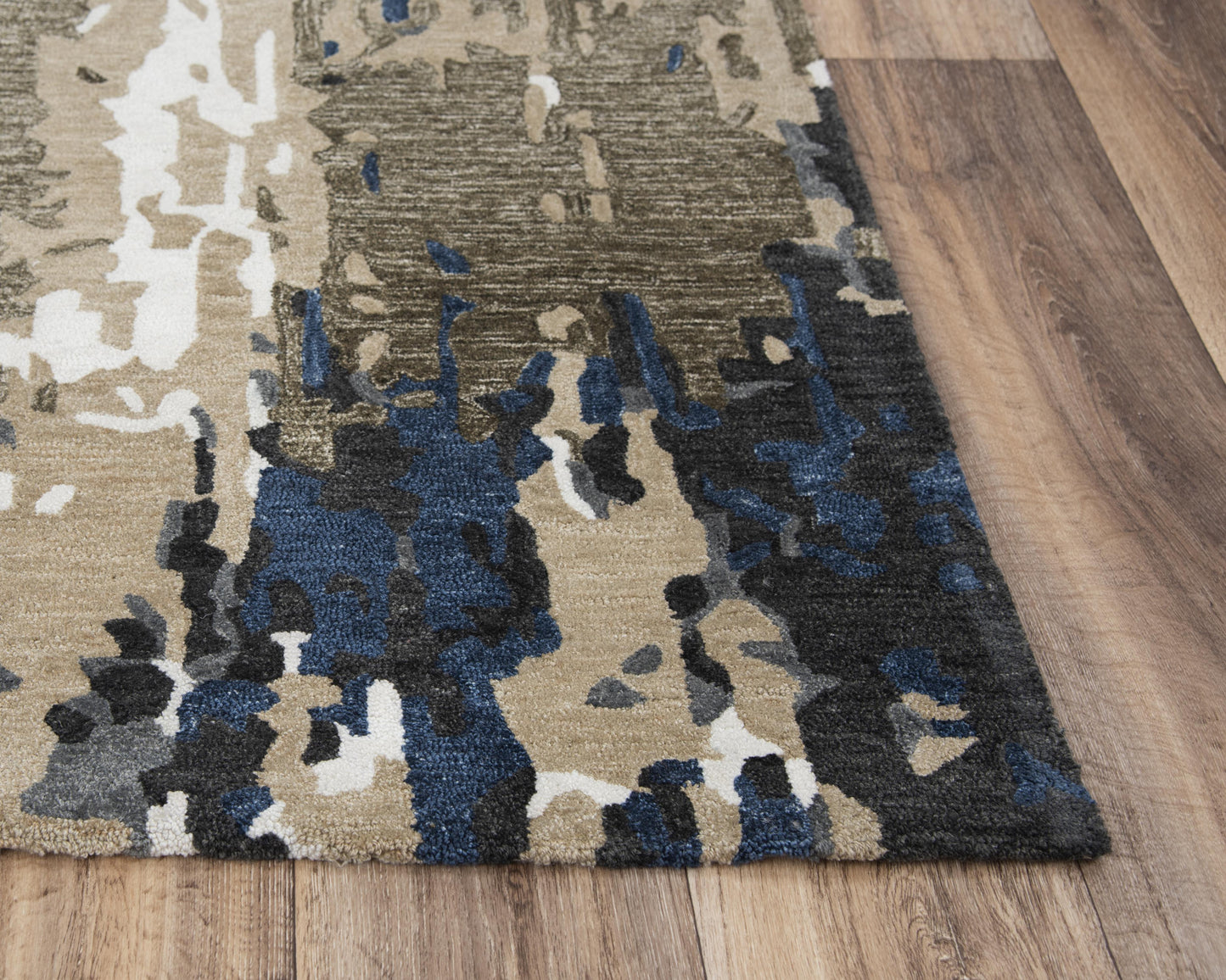 Metro MET101 Beige/Blue Hand-Tufted Rug - Rizzy