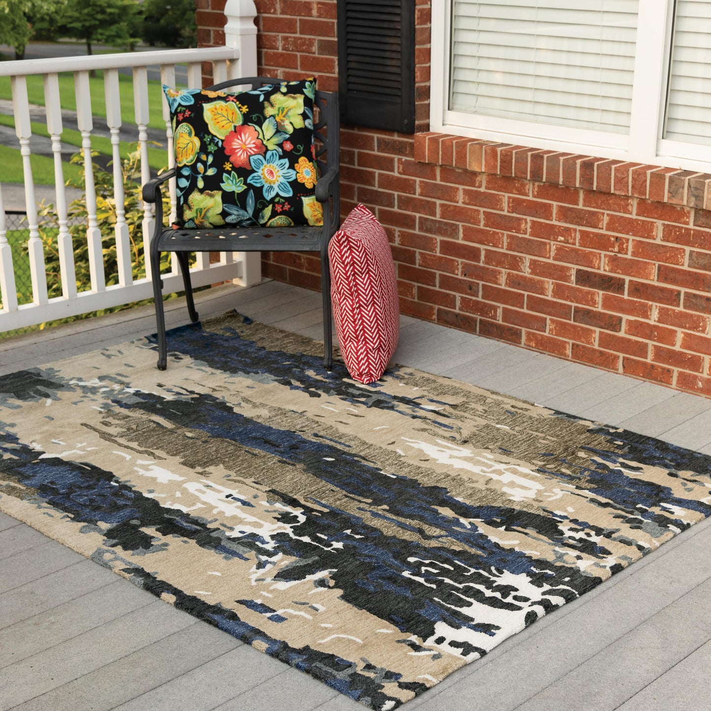 Metro MET101 Beige/Blue Hand-Tufted Rug - Rizzy