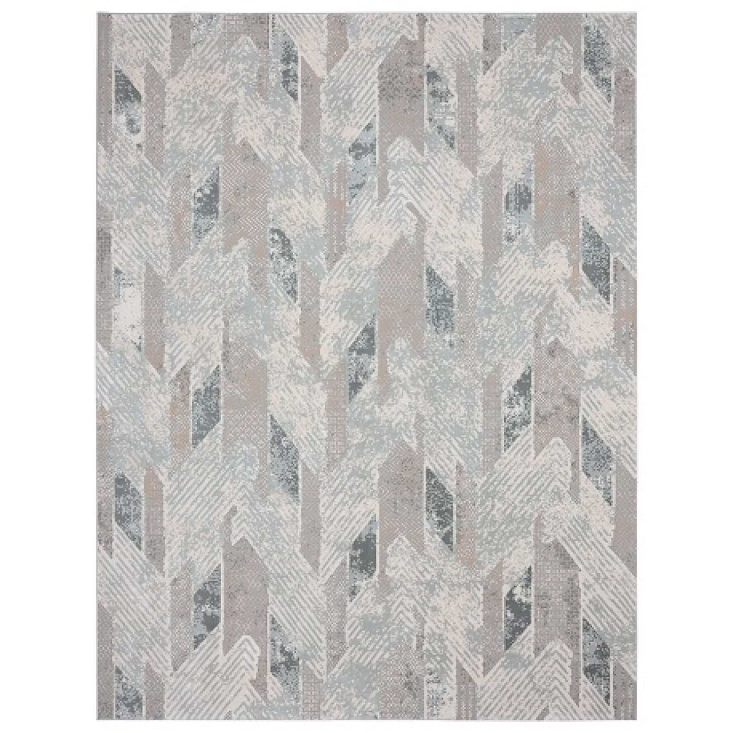 Michelle-81635 Modern Power-Loomed Gray/Blue/Cream Cotton Indoor Area Rug - LR Home