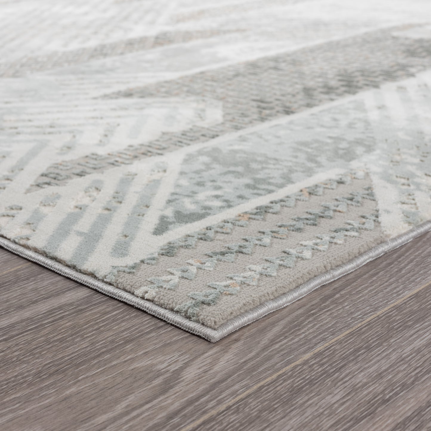 Michelle-81635 Modern Power-Loomed Gray/Blue/Cream Cotton Indoor Area Rug - LR Home