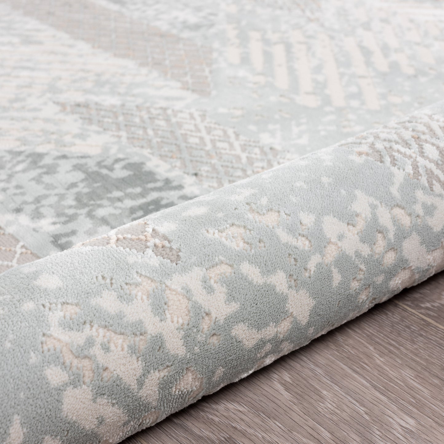Michelle-81635 Modern Power-Loomed Gray/Blue/Cream Cotton Indoor Area Rug - LR Home
