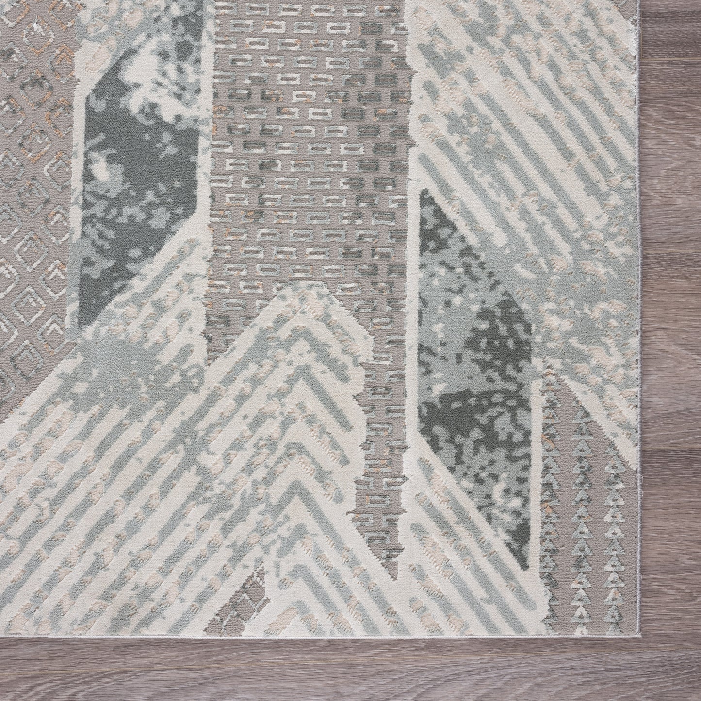 Michelle-81635 Modern Power-Loomed Gray/Blue/Cream Cotton Indoor Area Rug - LR Home