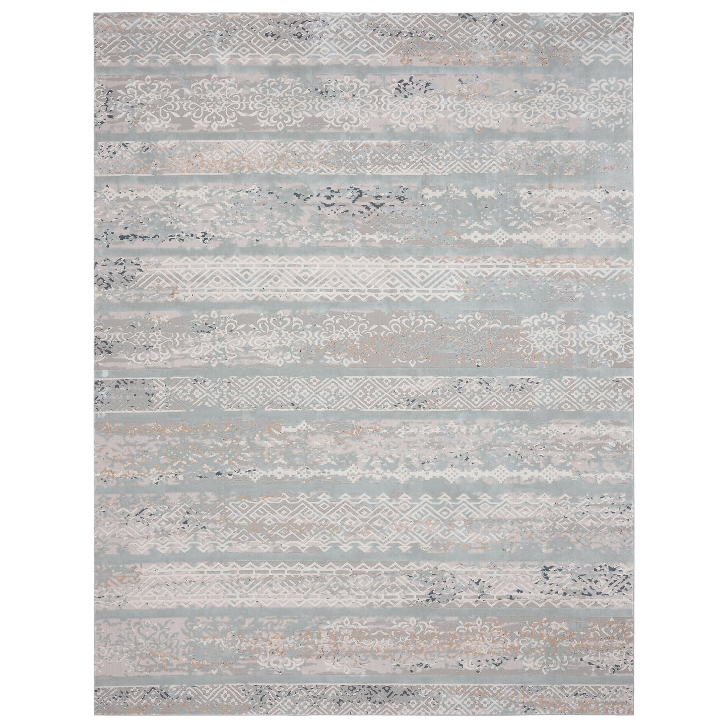 MICHE-81636 Modern/Contemporary Machine Made Gray/Blue/Cream/Taupe Polyester Indoor Area Rugs - LR Home