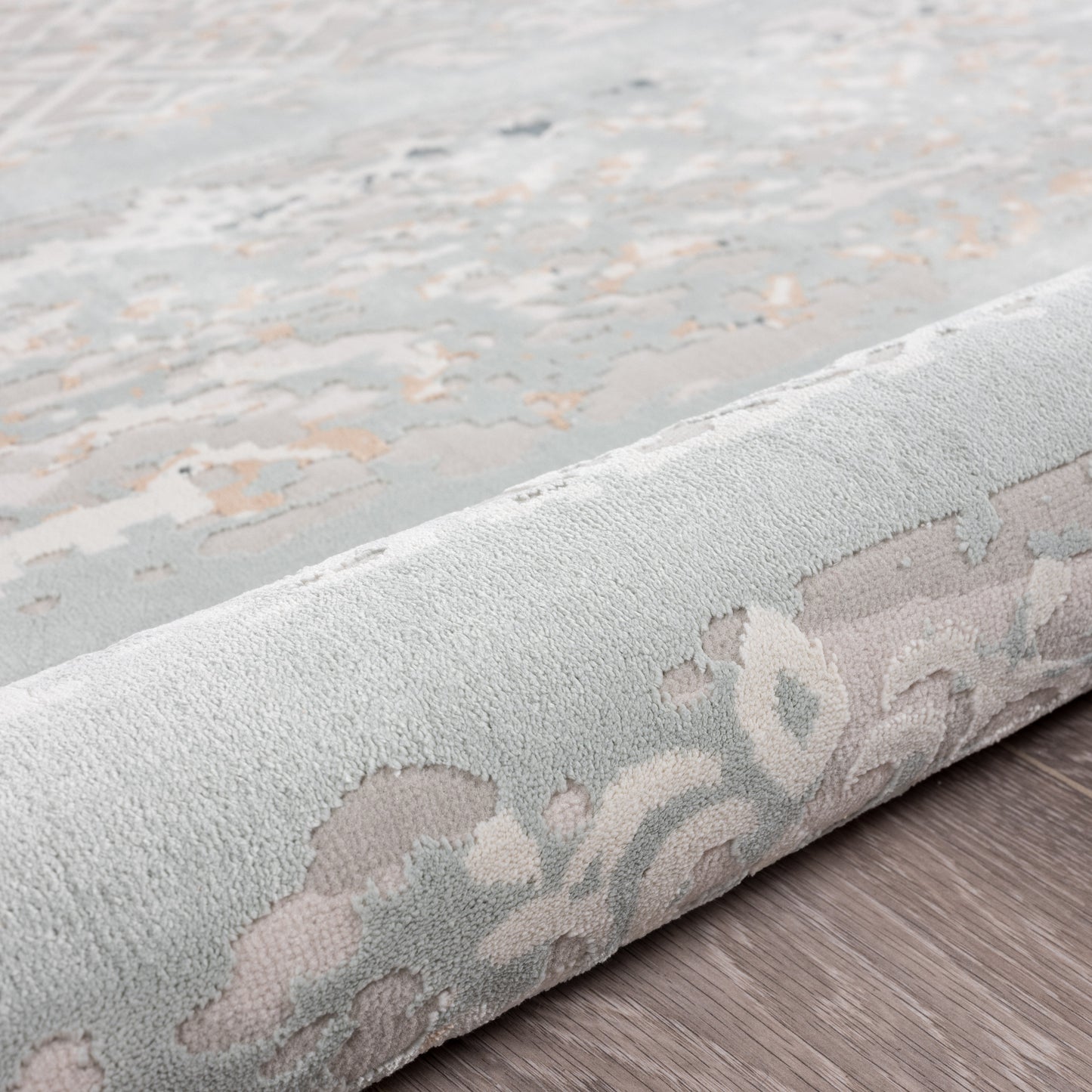 Michelle-81636 Modern Power-Loomed Gray/Blue/Cream/Taupe Cotton Indoor Area Rug - LR Home
