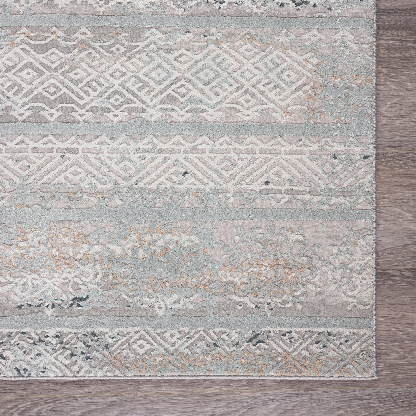 Michelle-81636 Modern Power-Loomed Gray/Blue/Cream/Taupe Cotton Indoor Area Rug - LR Home