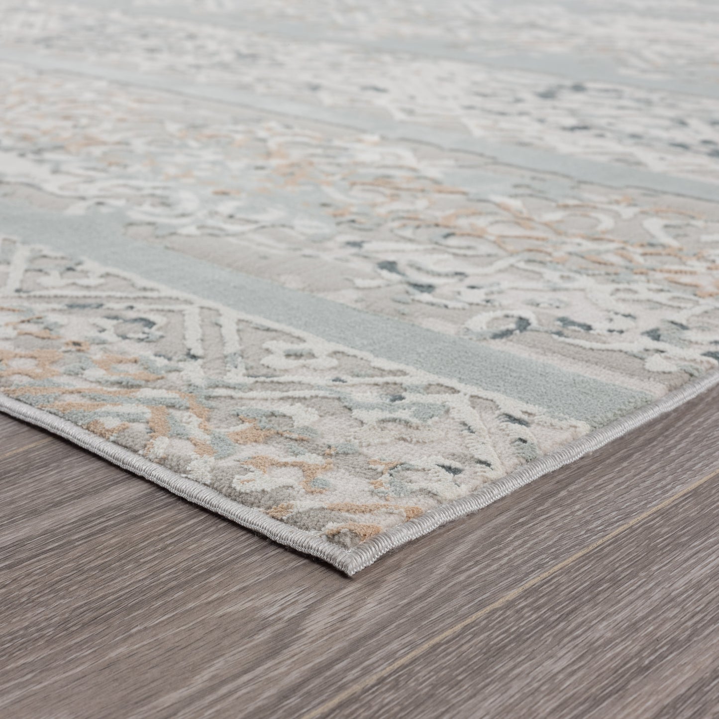 MICHE-81636 Modern/Contemporary Machine Made Gray/Blue/Cream/Taupe Polyester Indoor Area Rugs - LR Home