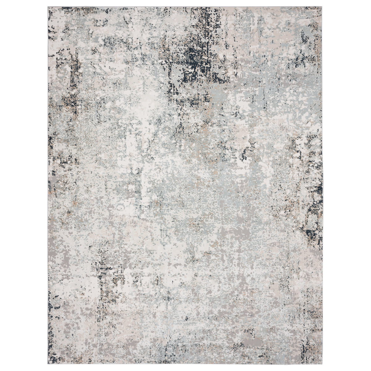 Neutral Distressed Abstract Contemporary Accent Rug - Silo view