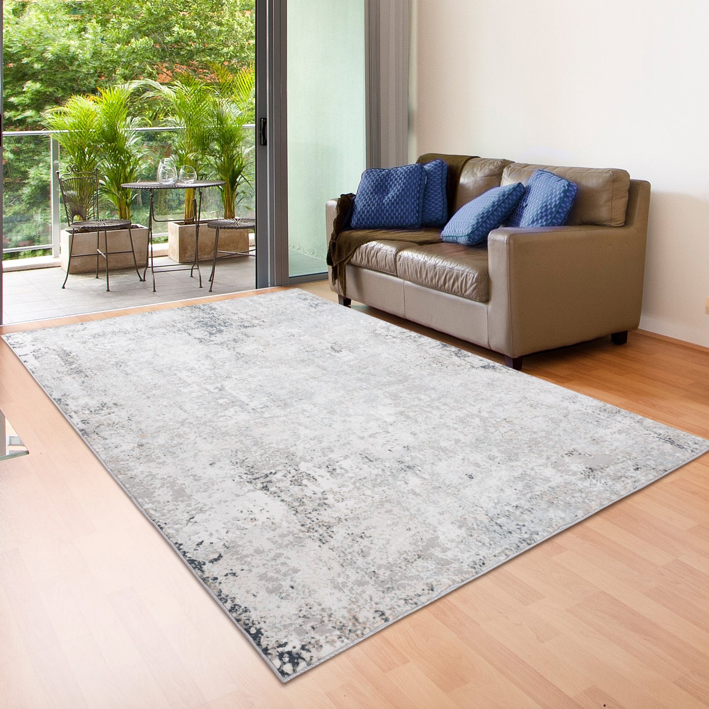 Michelle-81637 Modern Power-Loomed Gray/Cream/Taupe Cotton Indoor Area Rug - LR Home
