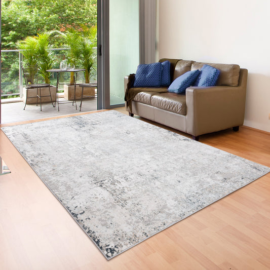 Michelle-81637 Modern Power-Loomed Gray/Cream/Taupe Cotton Indoor Area Rug - LR Home